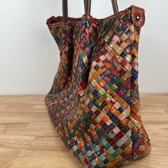 Ameri Leather Mosaic Woven Multi-Color Leather Bag - Picture 11 of 16